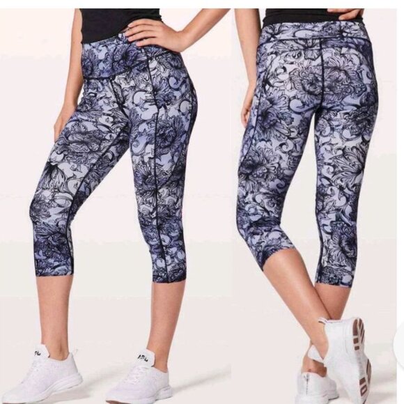 Lululemon Fast Free Crop II Hanakotoba Starlight Multi Nulux Cropped High Rise - Picture 1 of 5
